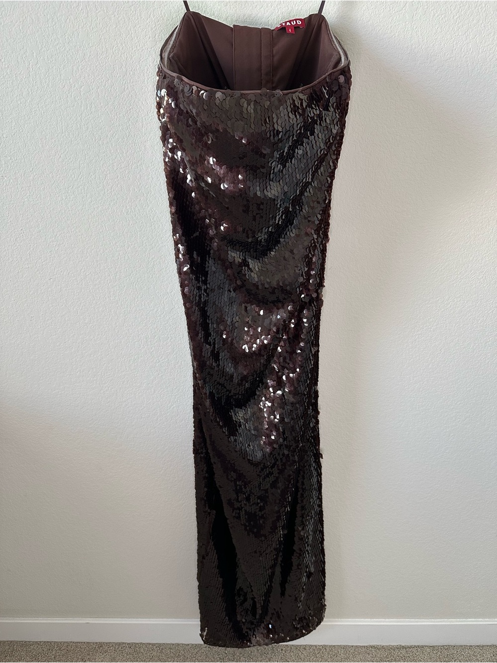 STAUD CASEY DRESS BRONZE Brown Maxi SZ US 4 - Picture 2 of 9